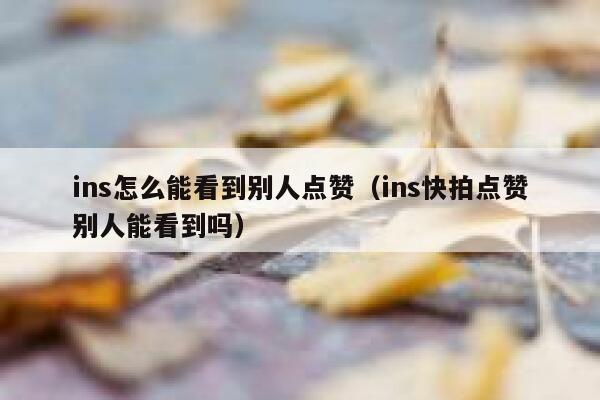ins怎么能看到别人点赞（ins快拍点赞别人能看到吗） 第1张