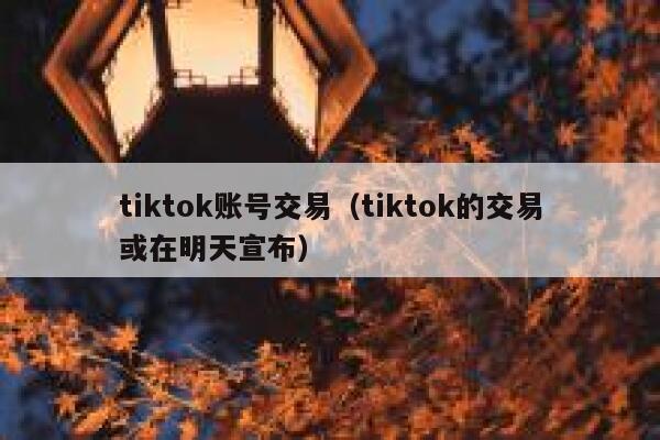 tiktok账号交易（tiktok的交易或在明天宣布） 第1张