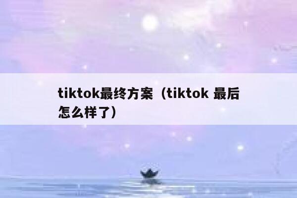tiktok最终方案（tiktok 最后怎么样了） 第1张