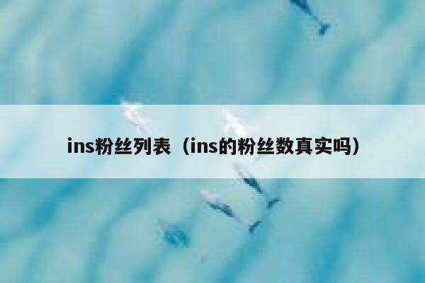 ins粉丝列表（ins的粉丝数真实吗） 第1张