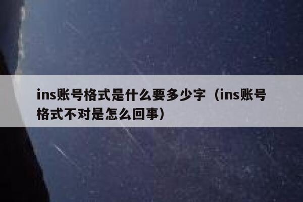 ins账号格式是什么要多少字（ins账号格式不对是怎么回事） 第1张
