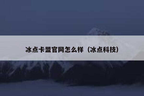 冰点卡盟官网怎么样（冰点科技） 第1张