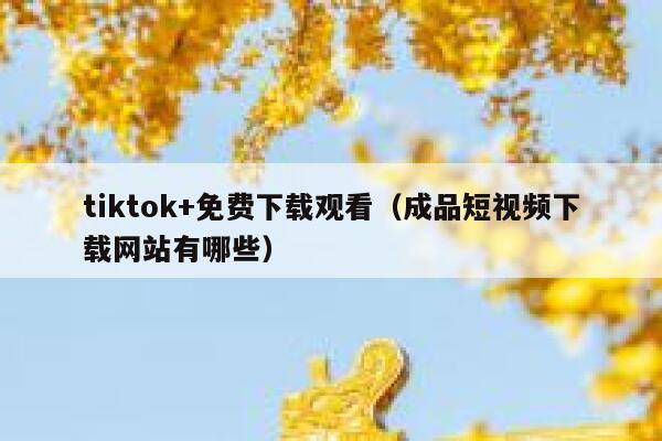 tiktok+免费下载观看（成品短视频下载网站有哪些） 第1张
