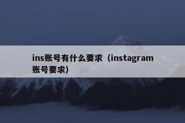 ins账号有什么要求（instagram账号要求） 第1张