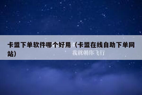 卡盟下单软件哪个好用（卡盟在线自助下单网站） 第1张