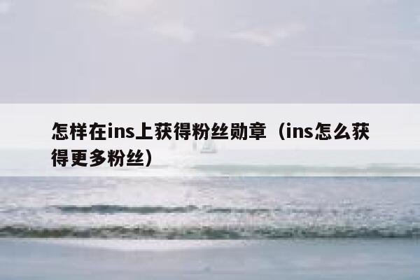 怎样在ins上获得粉丝勋章（ins怎么获得更多粉丝） 第1张