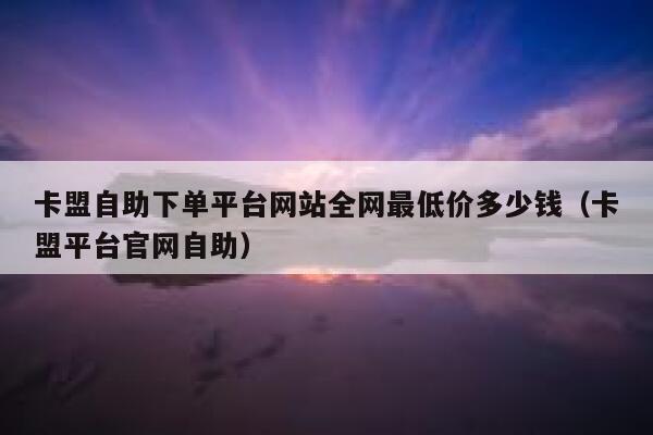 卡盟自助下单平台网站全网最低价多少钱（卡盟平台官网自助） 第1张