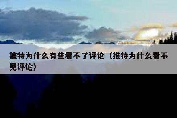 推特为什么有些看不了评论（推特为什么看不见评论） 第1张
