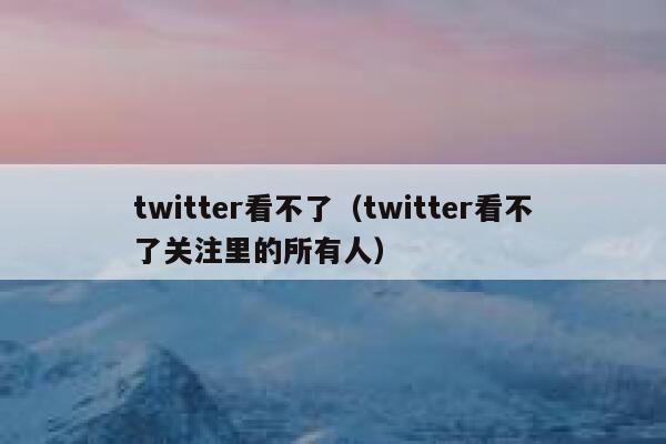 twitter看不了（twitter看不了关注里的所有人） 第1张