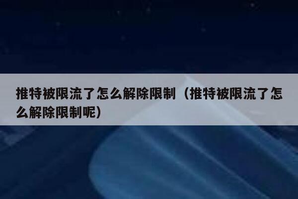 推特被限流了怎么解除限制(推特被限流了怎么解除限制呢) 第1张 推特被限流了怎么解除限制(推特被限流了怎么解除限制呢) 第1张