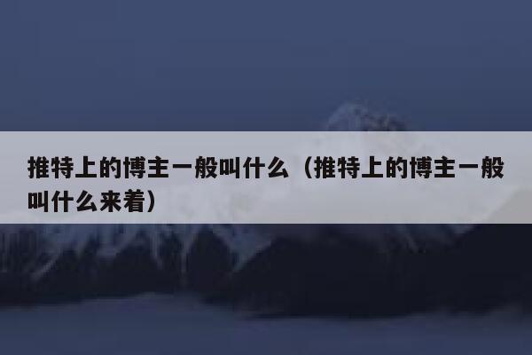 推特上的博主一般叫什么(推特上的博主一般叫什么来着) 第1张 推特上的博主一般叫什么(推特上的博主一般叫什么来着) 第1张