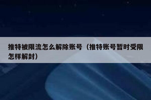 推特被限流怎么解除账号(推特账号暂时受限怎样解封) 第1张 推特被限流怎么解除账号(推特账号暂时受限怎样解封) 第1张