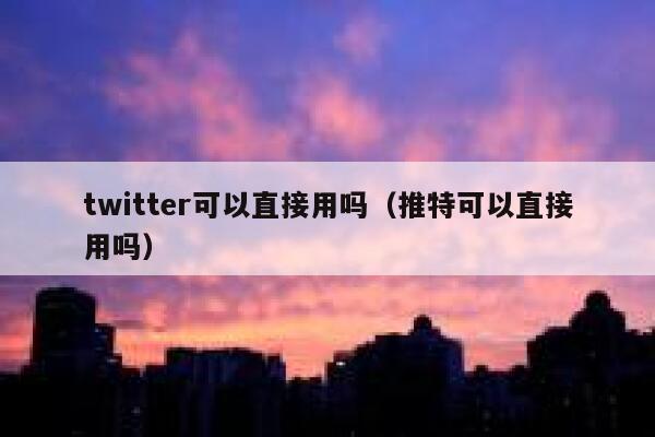 twitter可以直接用吗（推特可以直接用吗） 第1张