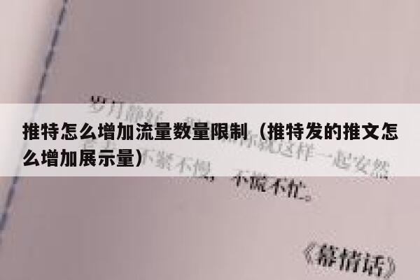 推特怎么增加流量数量限制（推特发的推文怎么增加展示量） 第1张