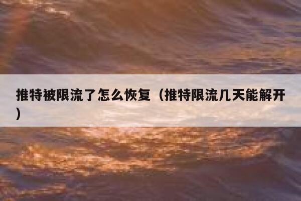 推特被限流了怎么恢复（推特限流几天能解开） 第1张