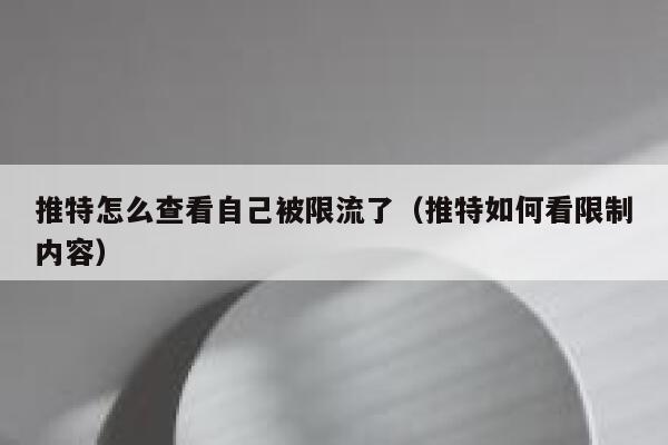 推特怎么查看自己被限流了（推特如何看限制内容） 第1张