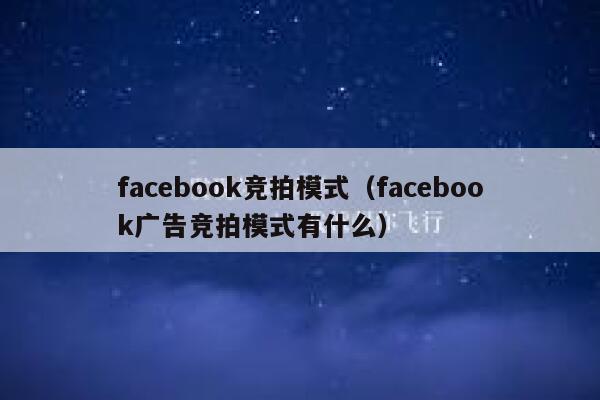 facebook竞拍模式(facebook广告竞拍模式有什么) 第1张 facebook竞拍模式(facebook广告竞拍模式有什么) 第1张