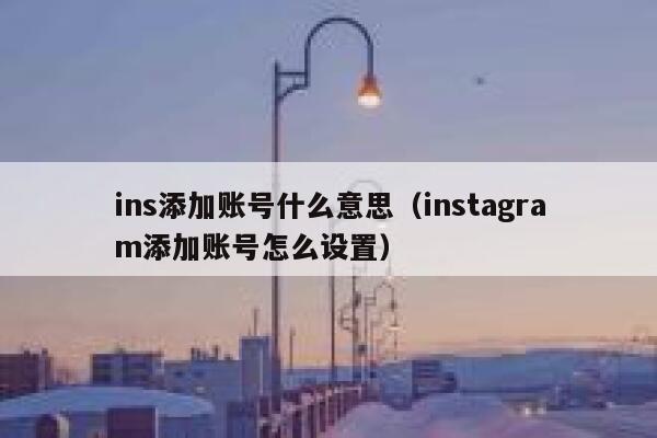ins添加账号什么意思（instagram添加账号怎么设置） 第1张