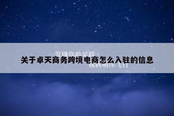 关于卓天商务跨境电商怎么入驻的信息 第1张