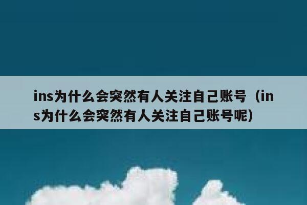 ins为什么会突然有人关注自己账号(ins为什么会突然有人关注自己账号呢) 第1张 ins为什么会突然有人关注自己账号(ins为什么会突然有人关注自己账号呢) 第1张