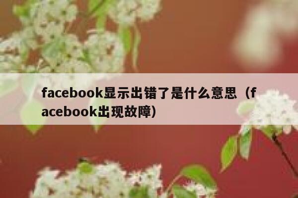 facebook显示出错了是什么意思（facebook出现故障） 第1张