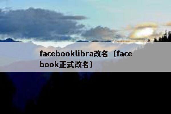 facebooklibra改名（facebook正式改名） 第1张