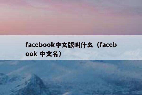 facebook中文版叫什么（facebook 中文名） 第1张