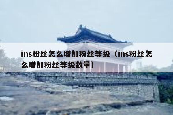 ins粉丝怎么增加粉丝等级（ins粉丝怎么增加粉丝等级数量） 第1张