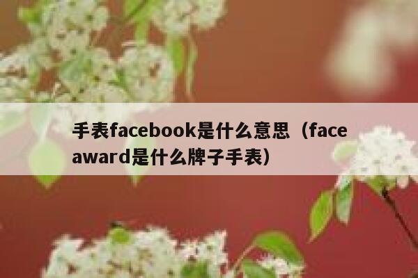 手表facebook是什么意思（faceaward是什么牌子手表） 第1张