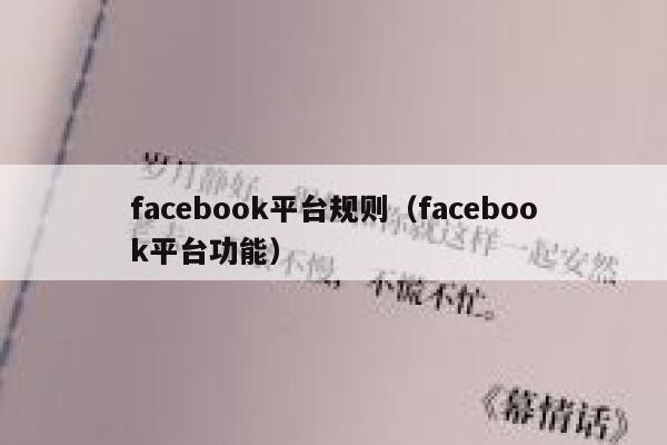 facebook平台规则(facebook平台功能) 第1张 facebook平台规则(facebook平台功能) 第1张