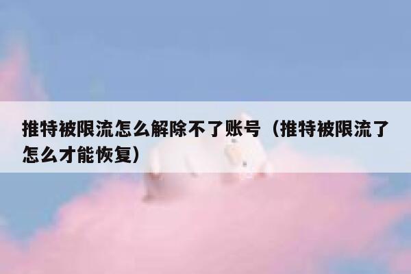 推特被限流怎么解除不了账号（推特被限流了怎么才能恢复） 第1张