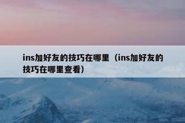 ins加好友的技巧在哪里(ins加好友的技巧在哪里查看) 第1张 ins加好友的技巧在哪里(ins加好友的技巧在哪里查看) 第1张