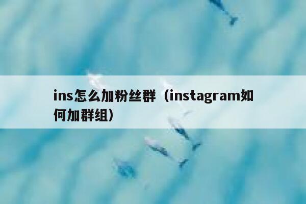 ins怎么加粉丝群(instagram如何加群组) 第1张 ins怎么加粉丝群(instagram如何加群组) 第1张