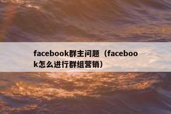 facebook群主问题（facebook怎么进行群组营销） 第1张