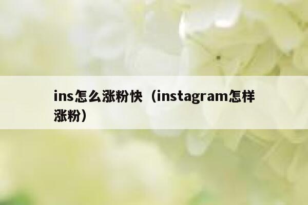 ins怎么涨粉快（instagram怎样涨粉） 第1张