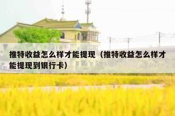 推特收益怎么样才能提现（推特收益怎么样才能提现到银行卡） 第1张