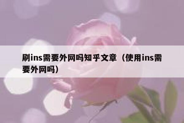 刷ins需要外网吗知乎文章（使用ins需要外网吗） 第1张