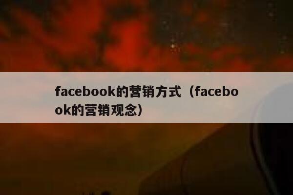 facebook的营销方式（facebook的营销观念） 第1张