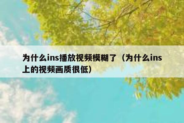 为什么ins播放视频模糊了(为什么ins上的视频画质很低) 第1张 为什么ins播放视频模糊了(为什么ins上的视频画质很低) 第1张