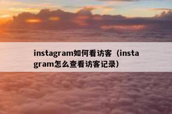 instagram如何看访客（instagram怎么查看访客记录） 第1张
