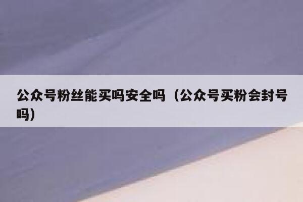 公众号粉丝能买吗安全吗（公众号买粉会封号吗） 第1张
