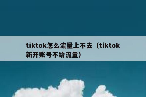 tiktok怎么流量上不去（tiktok新开账号不给流量） 第1张