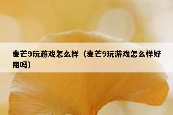 麦芒9玩游戏怎么样（麦芒9玩游戏怎么样好用吗） 第1张