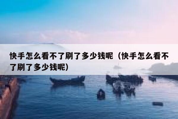 快手怎么看不了刷了多少钱呢（快手怎么看不了刷了多少钱呢） 第1张