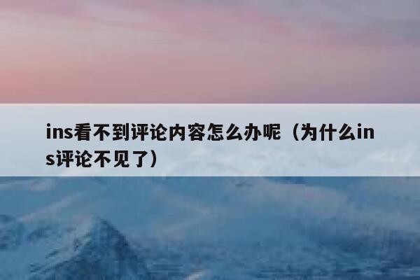 ins看不到评论内容怎么办呢（为什么ins评论不见了） 第1张