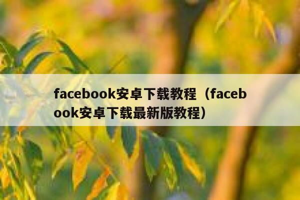 facebook安卓下载教程(facebook安卓下载最新版教程) 第1张 facebook安卓下载教程(facebook安卓下载最新版教程) 第1张