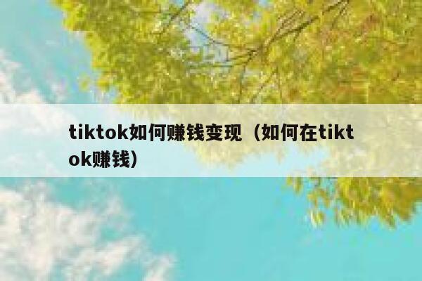 tiktok如何赚钱变现（如何在tiktok赚钱） 第1张