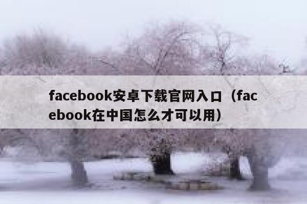 facebook安卓下载官网入口（facebook在中国怎么才可以用） 第1张