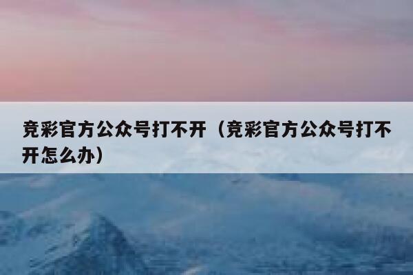 竞彩官方公众号打不开（竞彩官方公众号打不开怎么办） 第1张