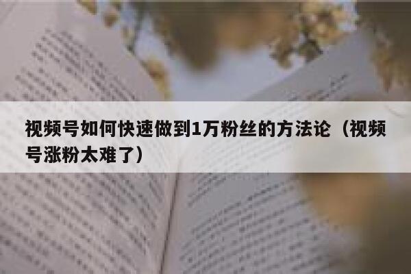 视频号如何快速做到1万粉丝的方法论(视频号涨粉太难了) 第1张 视频号如何快速做到1万粉丝的方法论(视频号涨粉太难了) 第1张